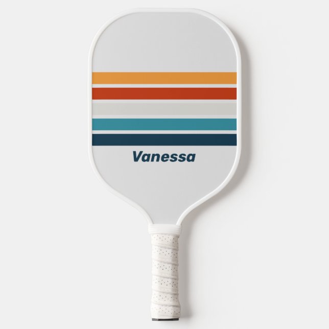 Vintage Thistle Across Striping with Name Pickleball Paddle (Front)