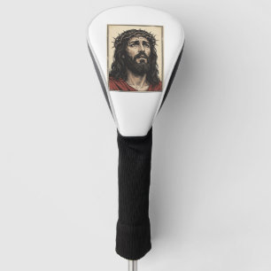 Vintage Thorn Crown Religious Portrait Vector Art_ Golf Head Cover