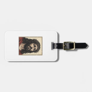 Vintage Thorn Crown Religious Portrait Vector Art_ Luggage Tag