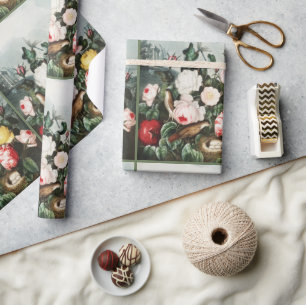 Vintage Thornton Roses Bird Nest Art Wrapping Paper