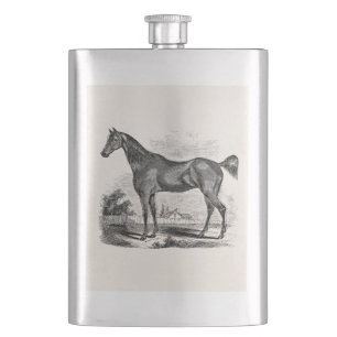 Vintage Thoroughbred Horse Equestrian Personalized Hip Flask