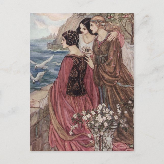 Vintage - Three Women Looking Out to Sea, Postcard (Front)