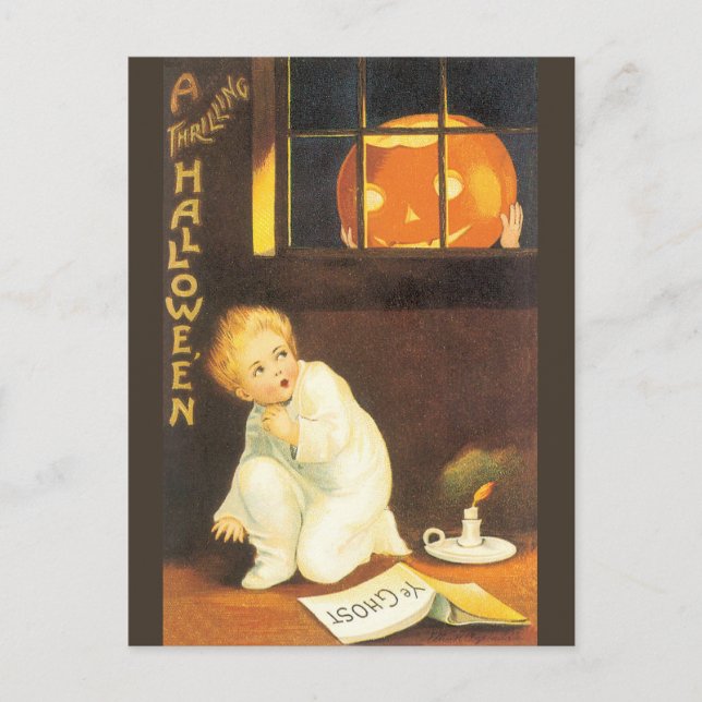 Vintage Thrilling Halloween by Ellen Clapsaddle Postcard (Front)