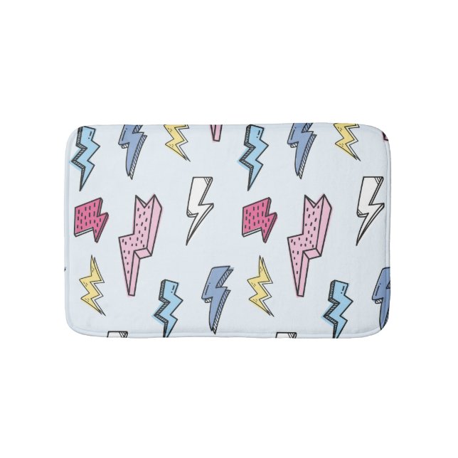 Vintage Thunder Seamless Illustration Bath Mat (Front)