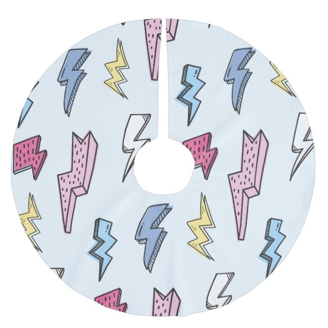 Vintage Thunder Seamless Illustration Brushed Polyester Tree Skirt (Front)