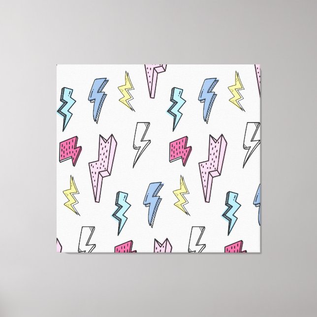 Vintage Thunder Seamless Illustration Canvas Print (Front)
