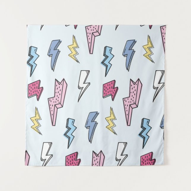Vintage Thunder Seamless Illustration Tapestry (Front)