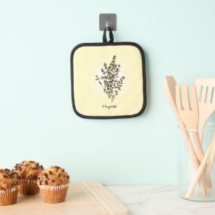 Vintage Thyme Herb Botanical Art Pot Holder