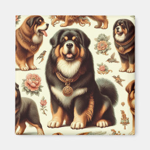 Vintage Tibetan Mastiff Seamless Painting Magnet