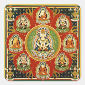 Vintage Tibetan Tantric Buddhism Buddha Mandala Square Sticker