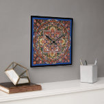 Vintage Tibetan Tantric Buddhism Mandala Wall Deco Square Wall Clock<br><div class="desc">Vintage Tibetan Tantric Buddhism Mandala Design. Makes a beautiful,  meaningful,  blissful gift for buddhists. You can customize the background colour(black) to whatever colour you like.</div>