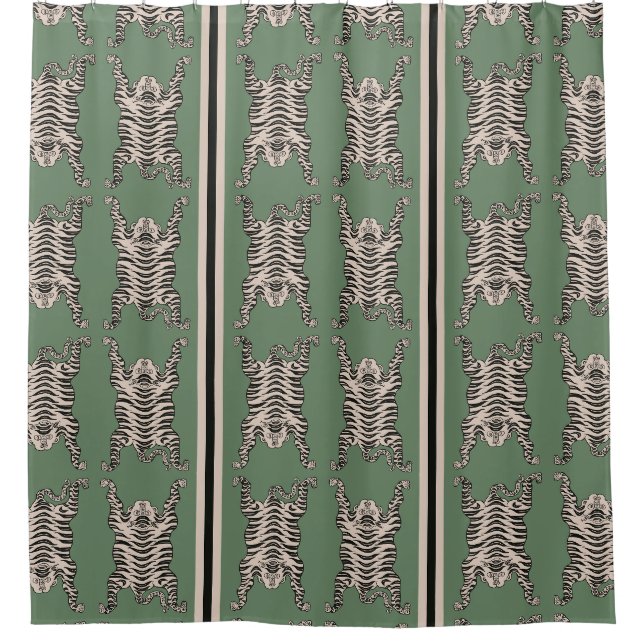 Vintage Tibetan Tiger pattern Green Striped (Front)