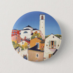 Vintage Ticino Tessin Canton Switzerland 2 Inch Round Button