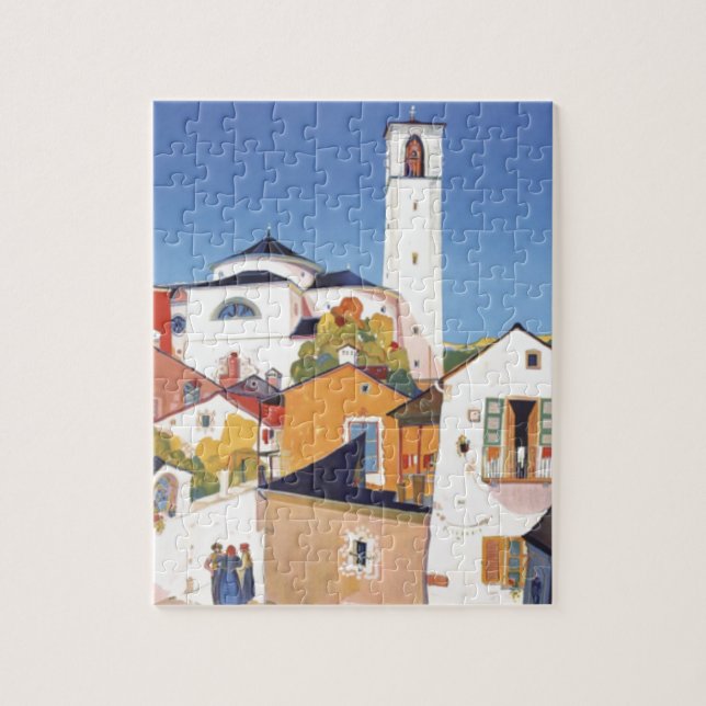 Vintage Ticino Tessin Canton Switzerland Jigsaw Puzzle (Vertical)