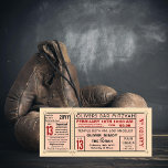 Vintage Ticket Boxing Gloves Bar Mitzvah Red Invitation<br><div class="desc">An antique inspired ticket for a bar or bat mitzvah now with boxing gloves. Rsvp - contact information on removable stub and back as well for legibility. Most text is customizable, you can change the colour and the backer colour. Click "Customize It" and use the swatches on the right to...</div>
