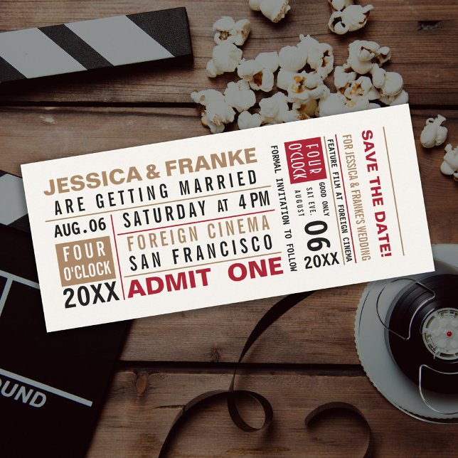 Vintage Ticket Brown Save the Date Invitation (Creator Uploaded)