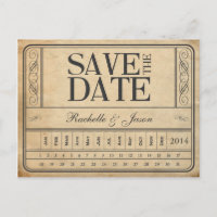 Vintage Ticket II -- Save the date punch out