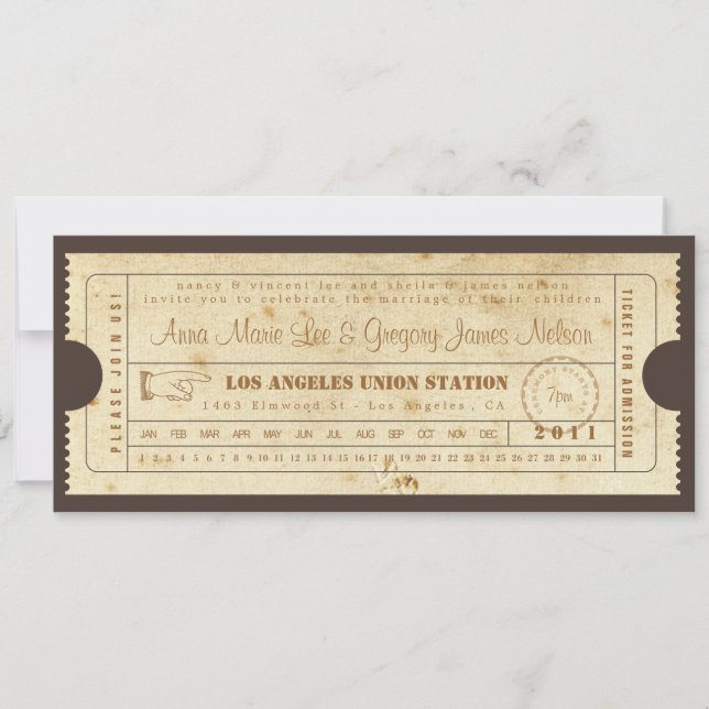 Vintage Ticket Invitation - Punch Card (Front)