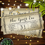 Vintage Ticket New Year's Eve Party Invitations<br><div class="desc">Trendy and vintage style ticket New Year's Eve invitations ready for your custom touch.</div>
