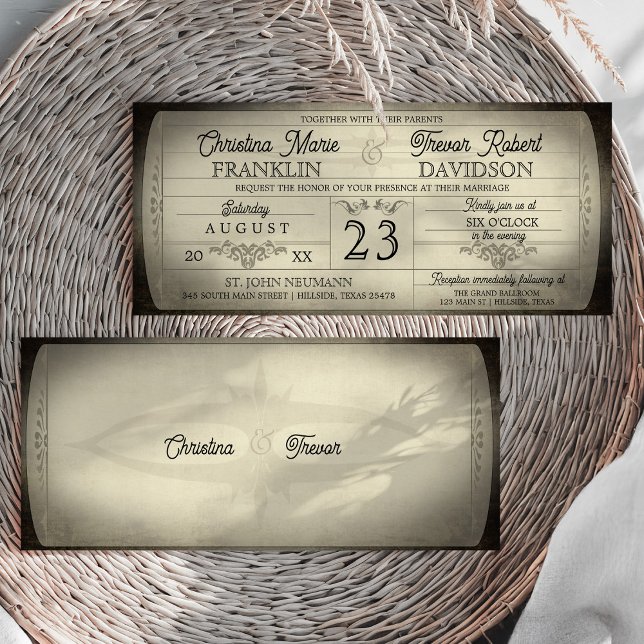 Vintage Ticket Style Wedding Invitation (Vintage Ticket Style Wedding Invitation)