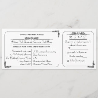 Vintage Ticket Style Wedding Invitation and RSVP