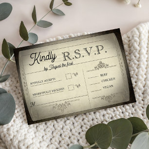 Vintage Ticket Style Wedding RSVP Card