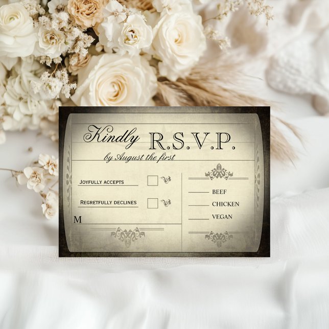 Vintage Ticket Wedding RSVP Card (Vintage Ticket Wedding RSVP Front and Back)