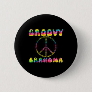 Vintage Tie Dye Peace Sign Groovy Grandma Gift 2 Inch Round Button