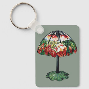 Vintage Tiffany Art Nouveau Red Lotus Floral Keychain