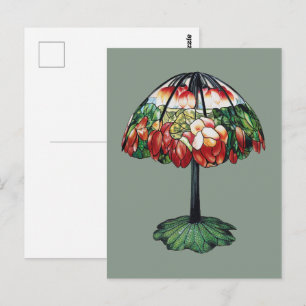 Vintage Tiffany Art Nouveau Red Lotus Floral Postcard