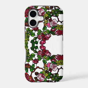 Vintage Tiffany Stained Glass Pink and red Roses