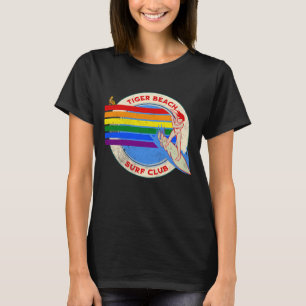 Vintage Tiger Beach Surf Club Retro RainbowT-Shirt T-Shirt