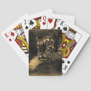 Vintage Tiger Face Close-Up Playing Cards