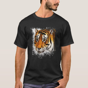 Vintage Tiger Face  Stylish Splash Paint Retro Gra T-Shirt