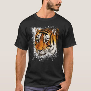 Vintage Tiger Face  Stylish Splash Paint Retro Gra T-Shirt
