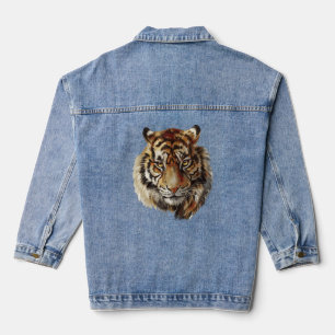 Vintage Tiger Face Tiger Head Wild Cat  Denim Jacket