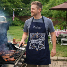 Vintage Tiger Navy Blue Apron