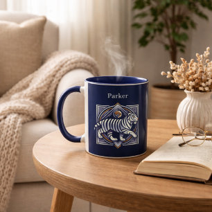 Vintage Tiger Navy Blue Mug