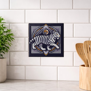 Vintage Tiger Navy Blue Tile