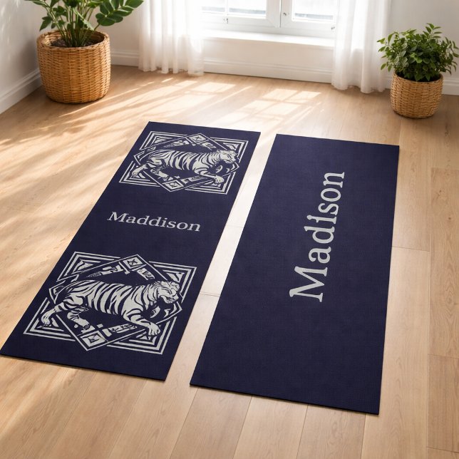 Vintage Tiger Navy Blue Yoga Mat (Creator Uploaded)