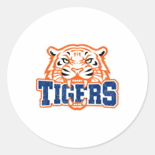 Vintage Tiger Pride School Clic Tigers Name Person Classic Round Sticker