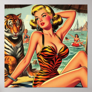 Vintage Tiger Print Girl
