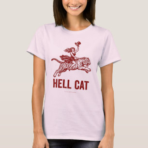 Vintage Tiger Rider Hell Cat Retro Linocut Graphic T-Shirt