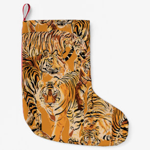 Vintage Tiger Safari Wildlife Pattern Small Christmas Stocking