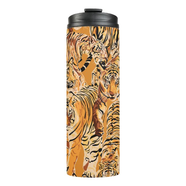 Vintage Tiger Safari Wildlife Pattern Thermal Tumbler (Front)