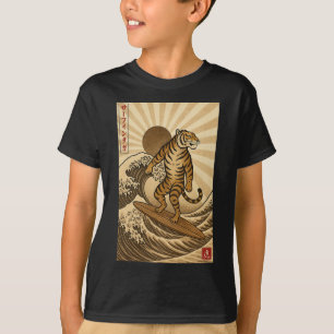 Vintage Tiger Surfing Kanagawa Japanese Ukiyo-e Su T-Shirt