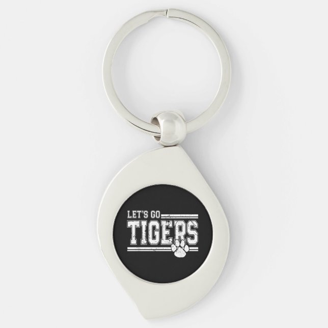 Vintage Tigers School Sports Name Retro Keychain (Front)
