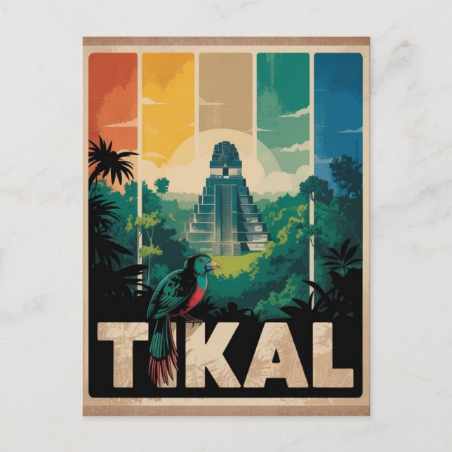 Vintage Tikal Guatemala Mayan Temple Travel Postcard (Front)