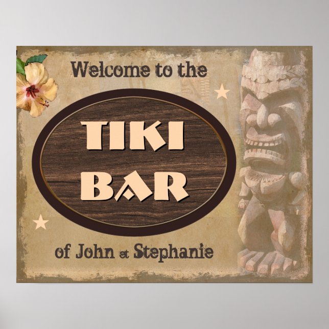 Vintage Tiki Bar Sign with Your Name(s) (Front)