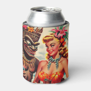 Vintage Tiki Pin-up Can Cooler